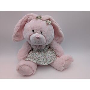 Kmart Pink Rabbit Plush‎ Bunny Flower Dress 13 Inch Stuffed Animal Toy